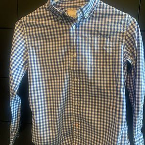 Boys Jcrew blue gingham button up.